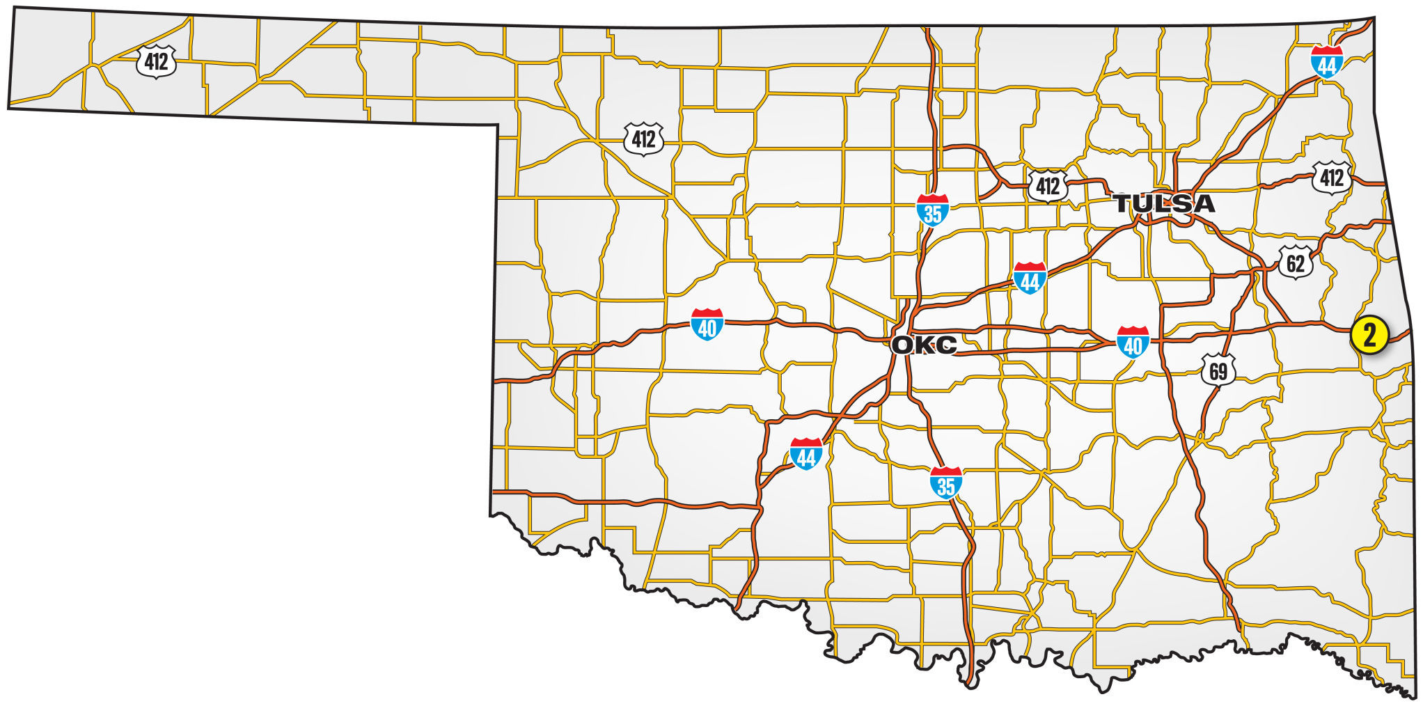 2. West of Sallisaw on I-40 (Sequoyah County)